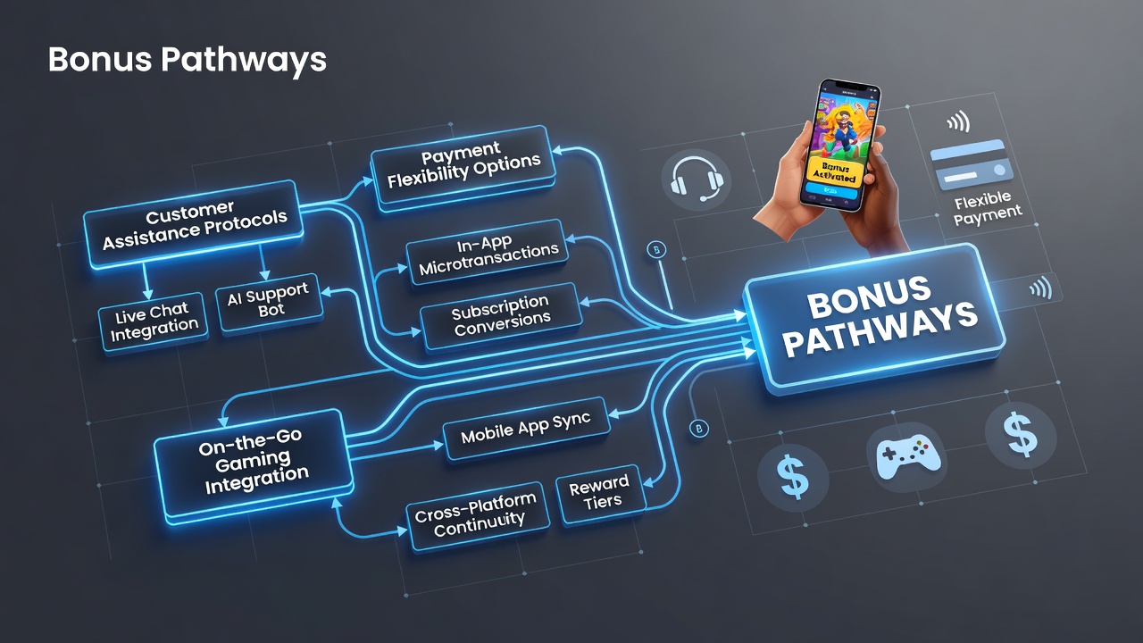 Mobiele gaming interface met bonusopties en betalingsflexibiliteit