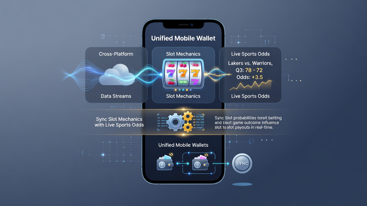 Diagram van data-integratie tussen slots en sportodds in een mobiele wallet interface