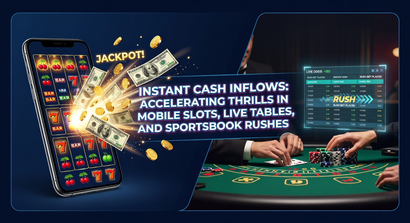 Mobiele speler die razendsnel een storting doet tijdens een spannende slotsessie, met cash-symbolen die exploderen op het scherm